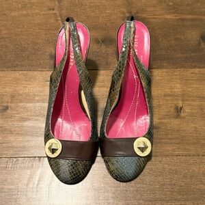Vintage Kate Spade Brown and Gold Slingback Heels